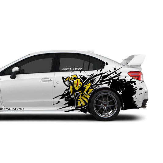 Angry Flying Hornet Side Graphic Includes Driver & Passenger Universal