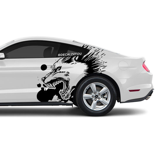XL Snarling Wolf Side Graphic Includes Driver & Passenger Mustang 2015 - Current