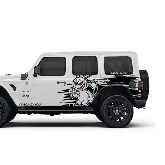 Large Angry Rabbit Side Graphic Includes Driver & Passenger Wrangler 2018 - Current