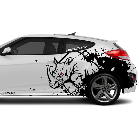 Angry Rhino Side Graphic Includes Driver & Passenger Veloster 2019 - Current