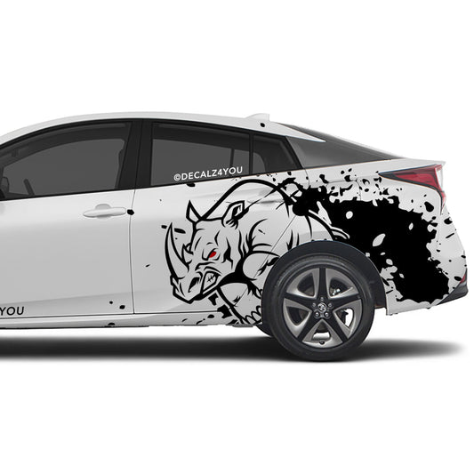 Angry Rhino Side Graphic Includes Driver & Passenger Prius 2016 - 2022