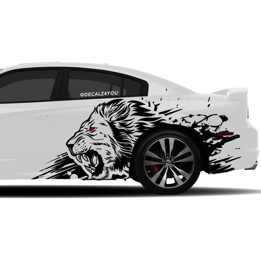 Angry Large Lion Side Graphic Includes Driver & Passenger Charger 2011 - 2014