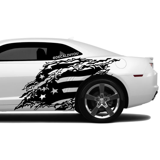 Distressed American Flag Side Graphic Includes Driver & Passenger Camaro 2010 - 2015