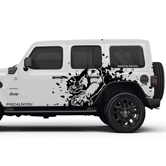 Mean Angry Bear  Side Graphic Includes Driver & Passenger Wrangler 2018 - Current