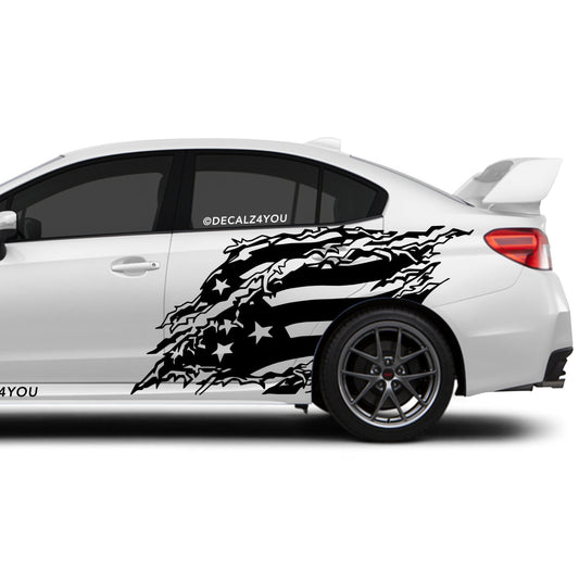 Distressed American Flag Side Graphic Includes Driver & Passenger Universal