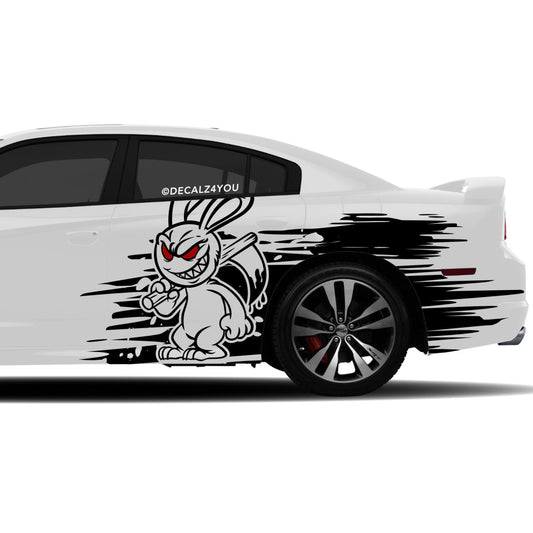 Large Angry Rabbit Side Graphic Includes Driver & Passenger Charger 2011 - 2014