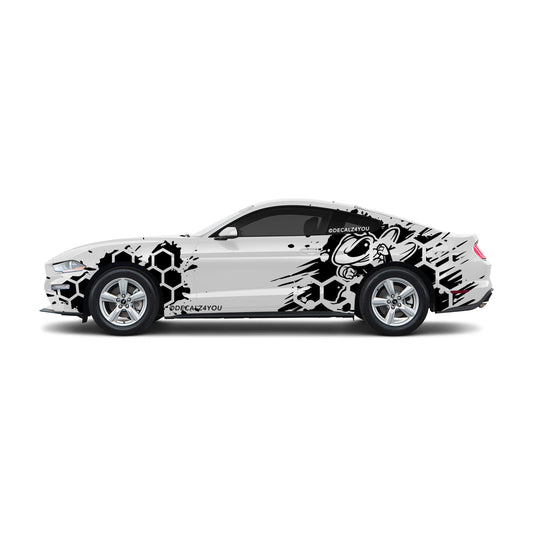 Full Size HoneyComb Bee Side Graphic Includes Driver & Passenger Mustang 2015 - Current