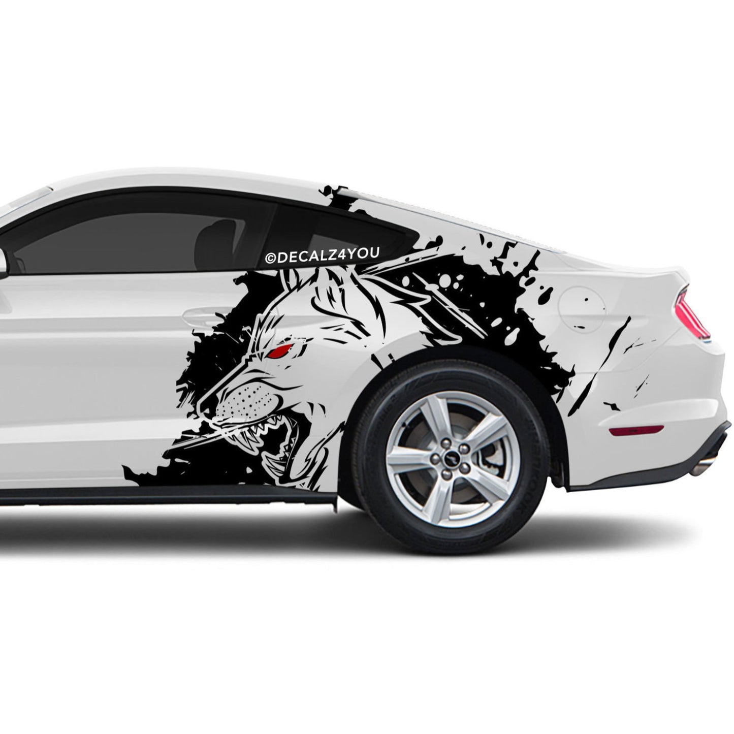 XL Mean Angry Wolf Side Graphic Includes Driver & Passenger Mustang 2015 - Current