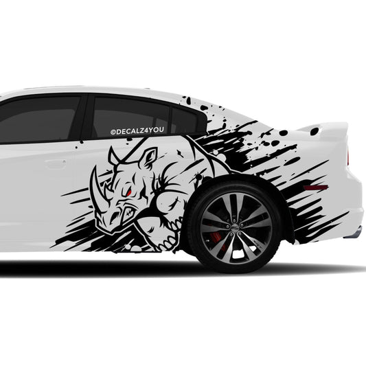 Large Angry Rhino Side Graphic Includes Driver & Passenger Charger 2011 - 2014