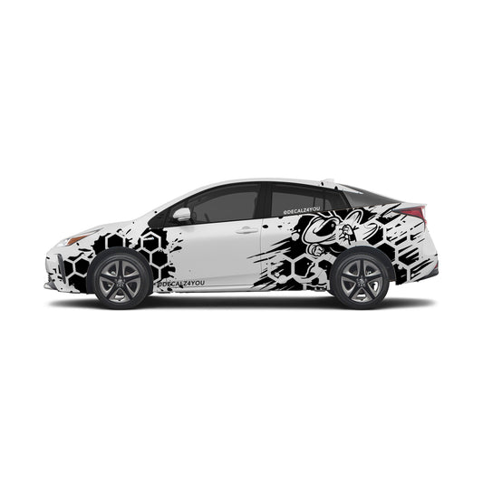 Full Size HoneyComb Bee Side Graphic Includes Driver & Passenger Prius 2016 - 2022