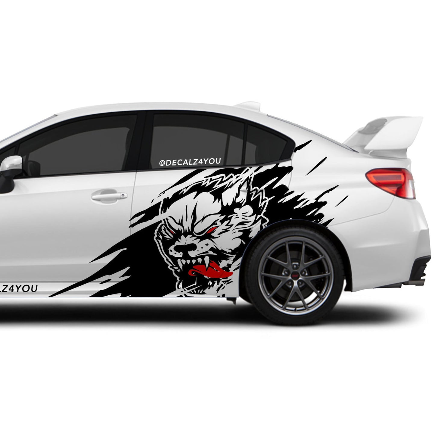 Angry Wolf Side Graphic Includes Driver & Passenger Universal