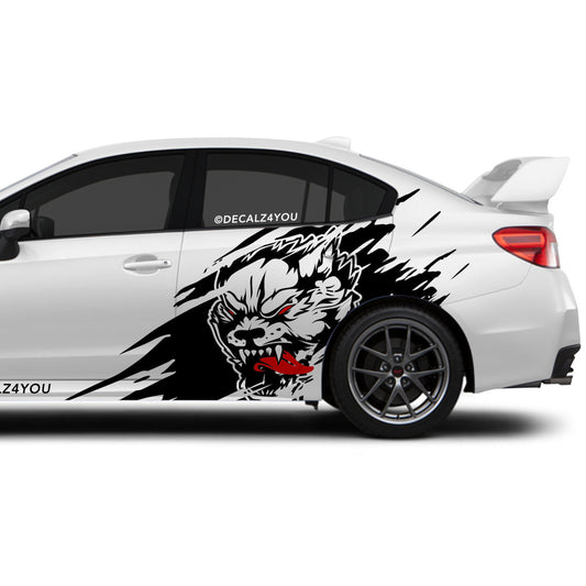 Angry Wolf Side Graphic Includes Driver & Passenger Universal