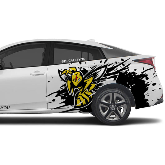 Angry Flying Hornet Side Graphic Includes Driver & Passenger Prius 2016 - 2022