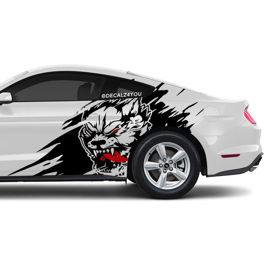 Angry Wolf Side Graphic Includes Driver & Passenger Mustang 2015 - Current