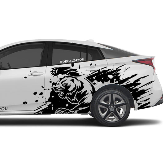Angry Grizzly  Side Graphic Includes Driver & Passenger Prius 2016 - 2022