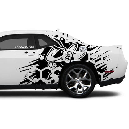Full Size HoneyComb Bee Side Graphic Includes Driver & Passenger Challenger 2008 - Current.