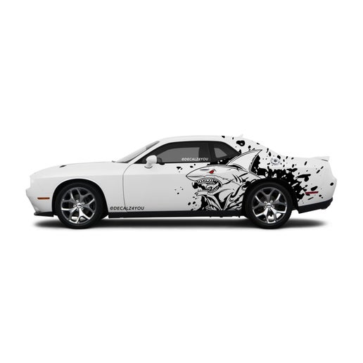 XL Angry Shark Side Graphic Includes Driver & Passenger Challenger 2008 - Current.