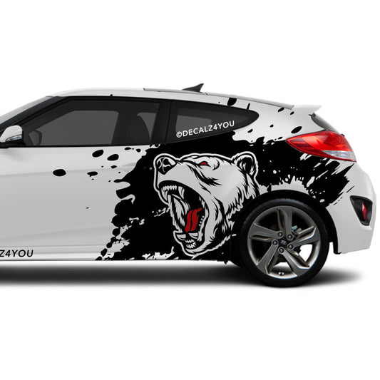 Large Angry Bear    Side Graphic Includes Driver & Passenger Veloster 2019 - Current