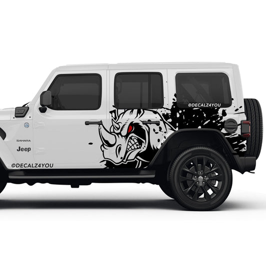 Mean Angry Rhino Side Graphic Includes Driver & Passenger Wrangler 2018 - Current