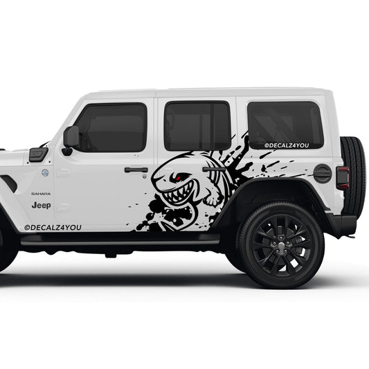 Angry Large Shark Side Graphic Includes Driver & Passenger Wrangler 2018 - Current