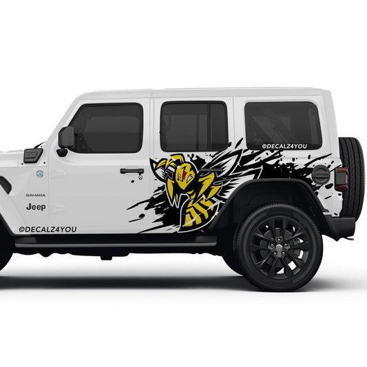 Angry Flying Hornet Side Graphic Includes Driver & Passenger Wrangler 2018 - Current