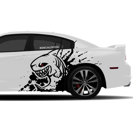 Angry Large Shark Side Graphic Includes Driver & Passenger Charger 2011 - 2014