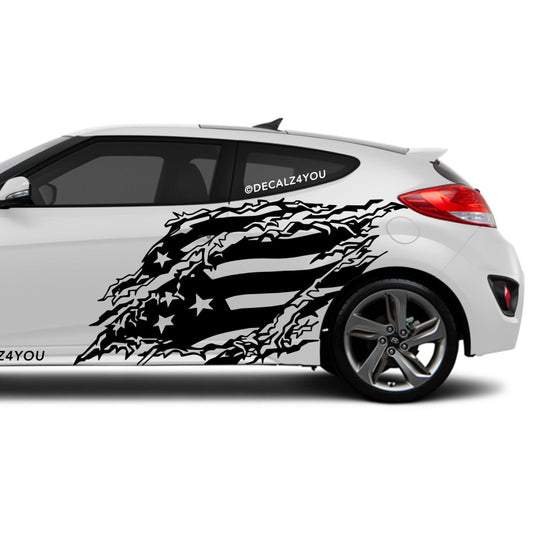 Distressed American Flag Side Graphic Includes Driver & Passenger Veloster 2019 - Current