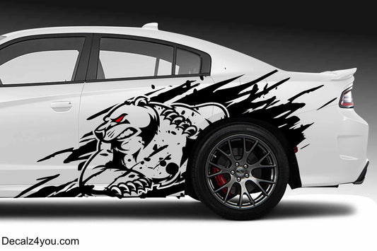 X- Large Angry Bear Side Decal Includes BOTH sides... (Driver & Passenger)