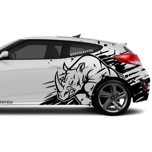 Large Angry Rhino Side Graphic Includes Driver & Passenger Veloster 2019 - Current