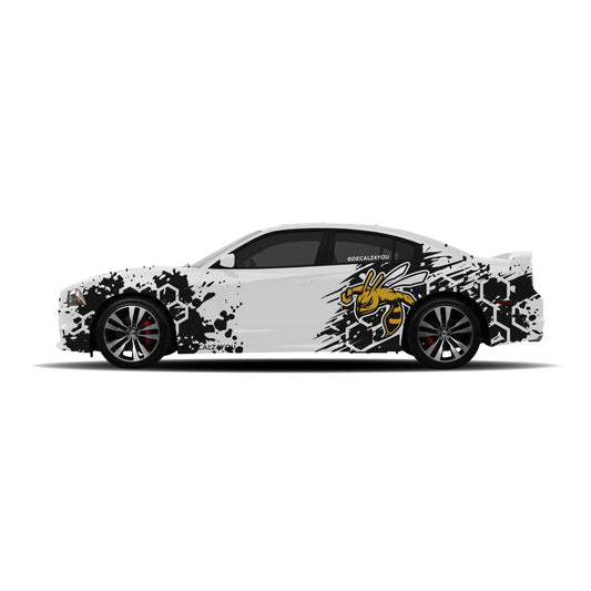 Extra Large HoneyComb Bee Side Graphic Includes Driver & Passenger Charger 2011 - 2014