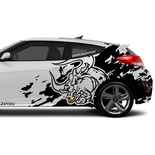 Large Angry Bull XL Side Graphic Includes Driver & Passenger Universal