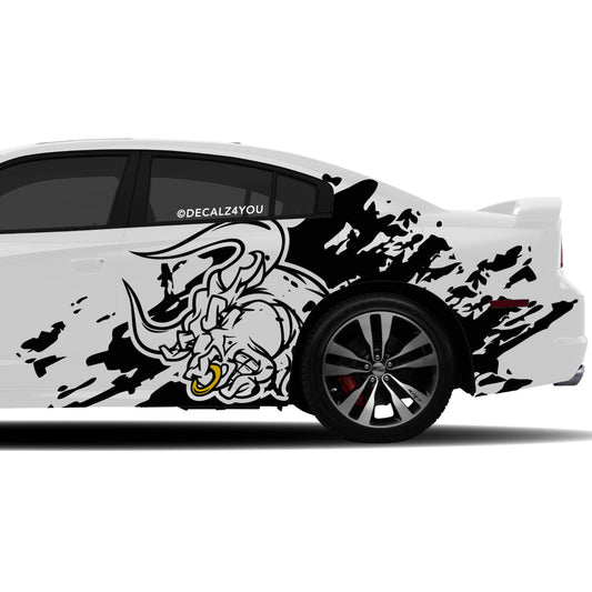 Large Angry Bull XL Side Graphic Includes Driver & Passenger Charger 2011 - 2014