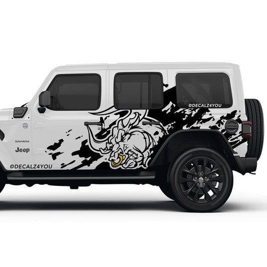 Large Angry Bull XL Side Graphic Includes Driver & Passenger Wrangler 2018 - Current