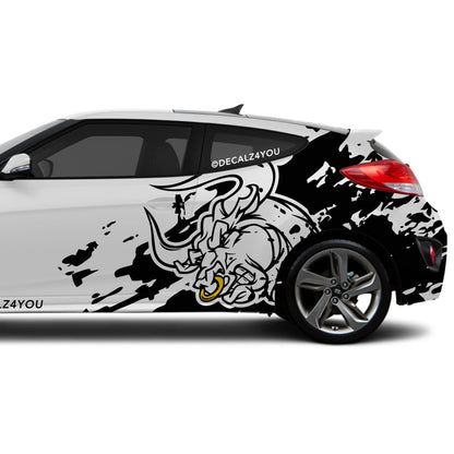 Large Angry Bull XL Side Graphic Includes Driver & Passenger Veloster 2019 - Current