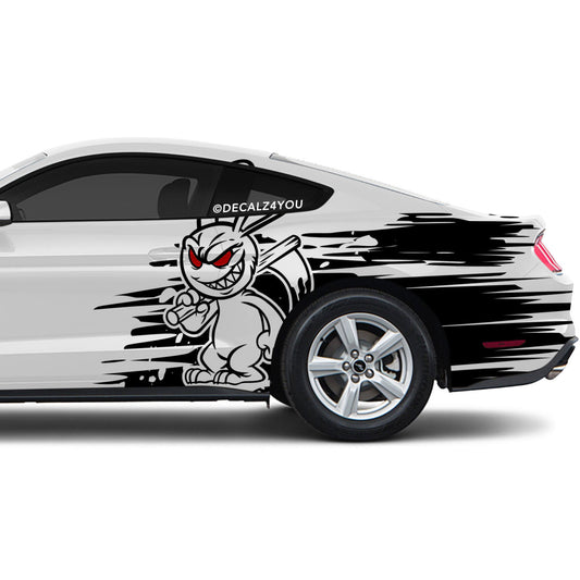 Large Angry Rabbit Side Graphic Includes Driver & Passenger Mustang 2015 - Current