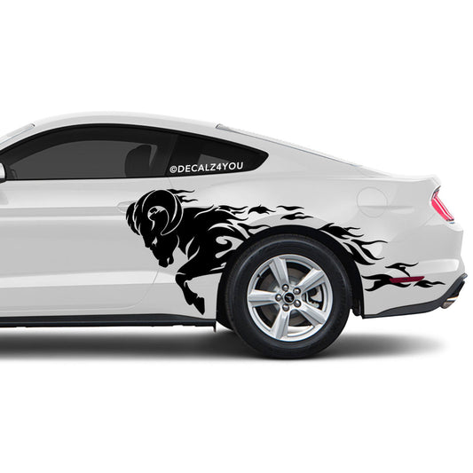 Angry Ram Side Graphic Includes Driver & Passenger Mustang 2015 - Current