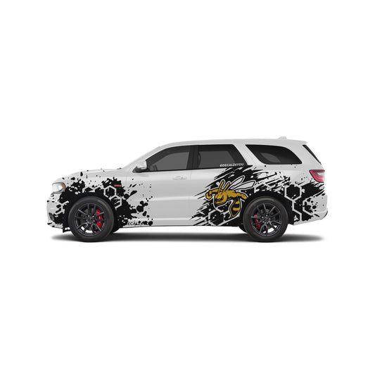 Extra Large HoneyComb Bee Side Graphic Includes Driver & Passenger Durango 2018 - Current