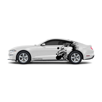 XL Snarling Wolf Side Graphic Includes Driver & Passenger Mustang 2015 - Current