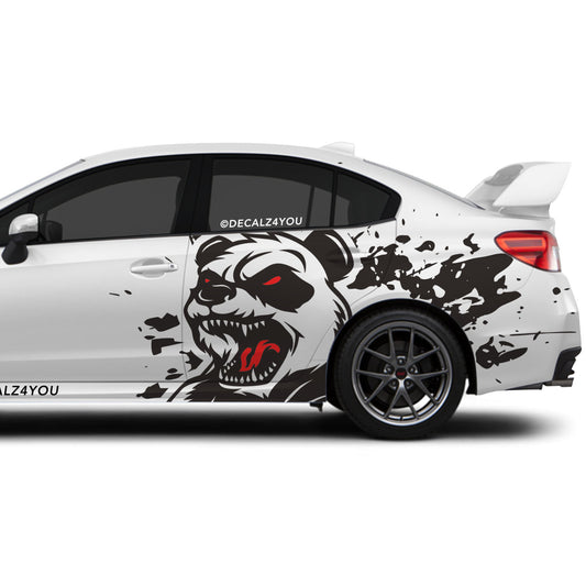 XL Angry Panda Side Graphic Includes Driver & Passenger Universal