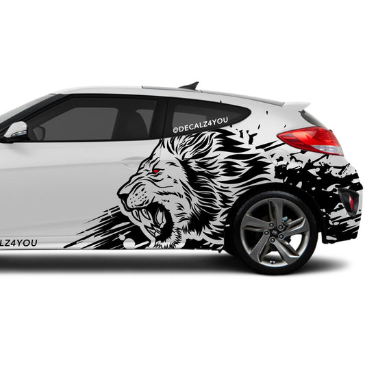 Angry Large Lion Side Graphic Includes Driver & Passenger Veloster 2019 - Current