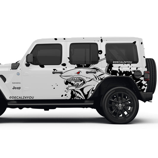 XL Angry Shark Side Graphic Includes Driver & Passenger Wrangler 2018 - Current