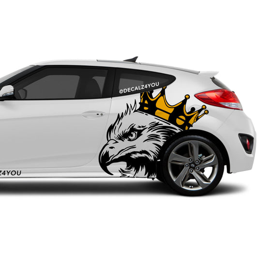 Large King Eagle Head Side Graphic Includes Driver & Passenger Veloster 2019 - Current