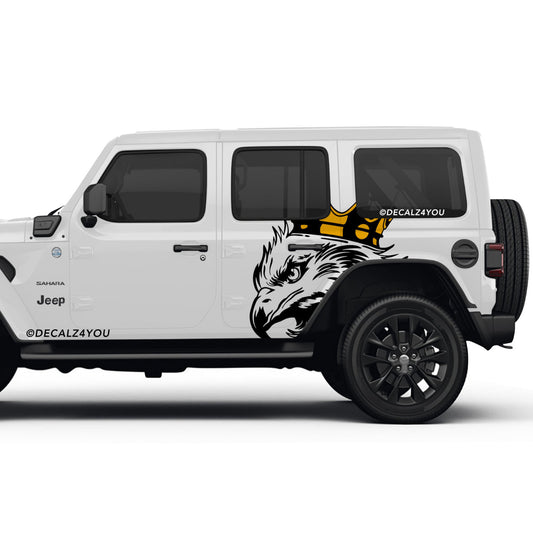 Large King Eagle Head Side Graphic Includes Driver & Passenger Wrangler 2018 - Current