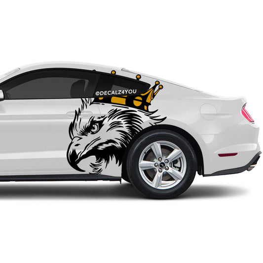 Large King Eagle Head Side Graphic Includes Driver & Passenger Mustang 2015 - Current