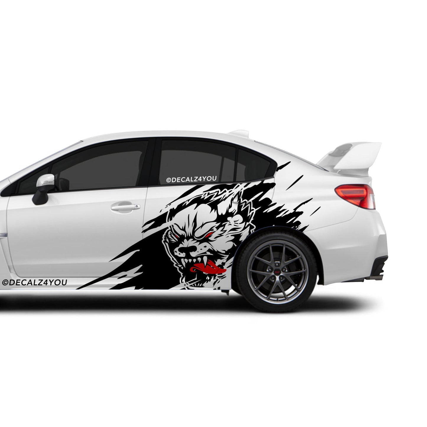 Angry Wolf Side Graphic Includes Driver & Passenger Universal