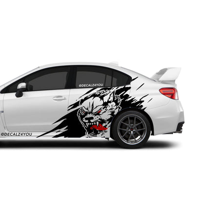 Angry Wolf Side Graphic Includes Driver & Passenger Universal
