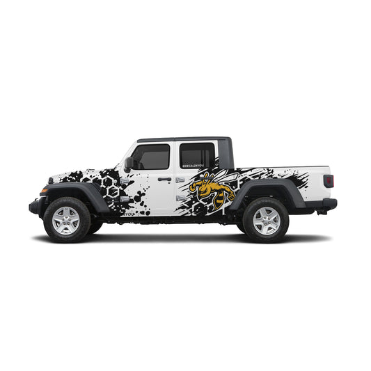 Extra Large HoneyComb Bee Side Graphic Includes Driver & Passenger Gladiator 2020 - Current