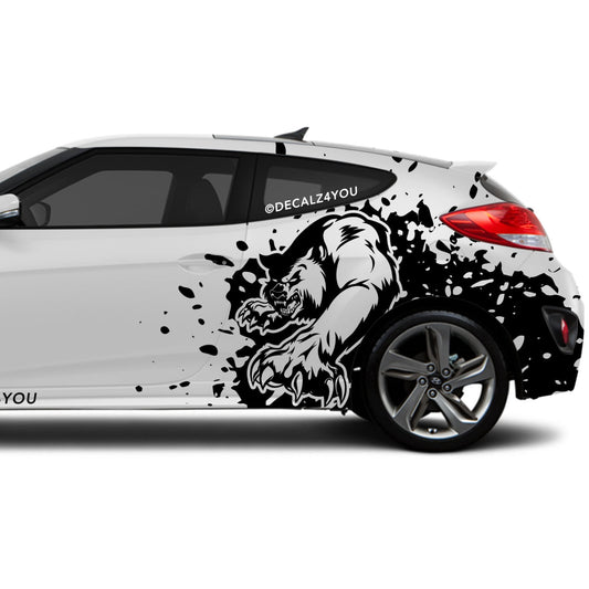 Mean  Angry Bear    Side Graphic Includes Driver & Passenger Veloster 2019 - Current