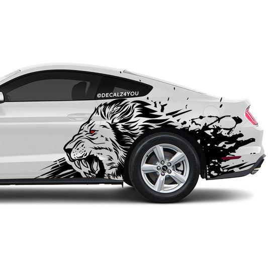 Angry Large Lion Side Graphic Includes Driver & Passenger Mustang 2015 - Current