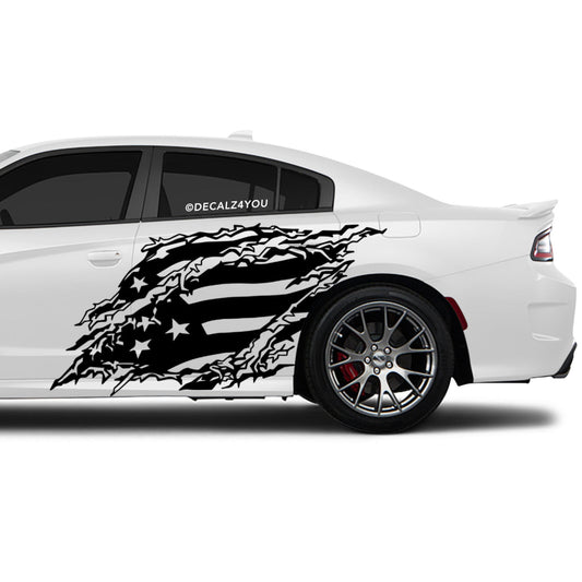 Distressed American Flag Side Graphic Includes Driver & Passenger Charger 2015 - Current